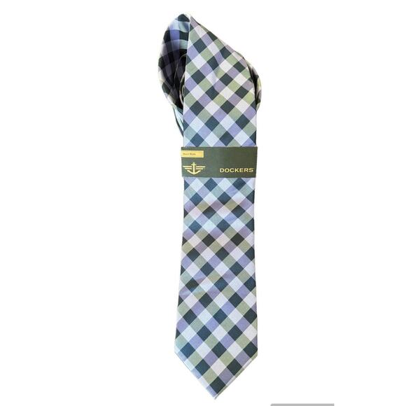 Dockers Neck Tie Purple Plaid Stripe NEW Office Career Night Out Hand Made - Picture 6 of 6